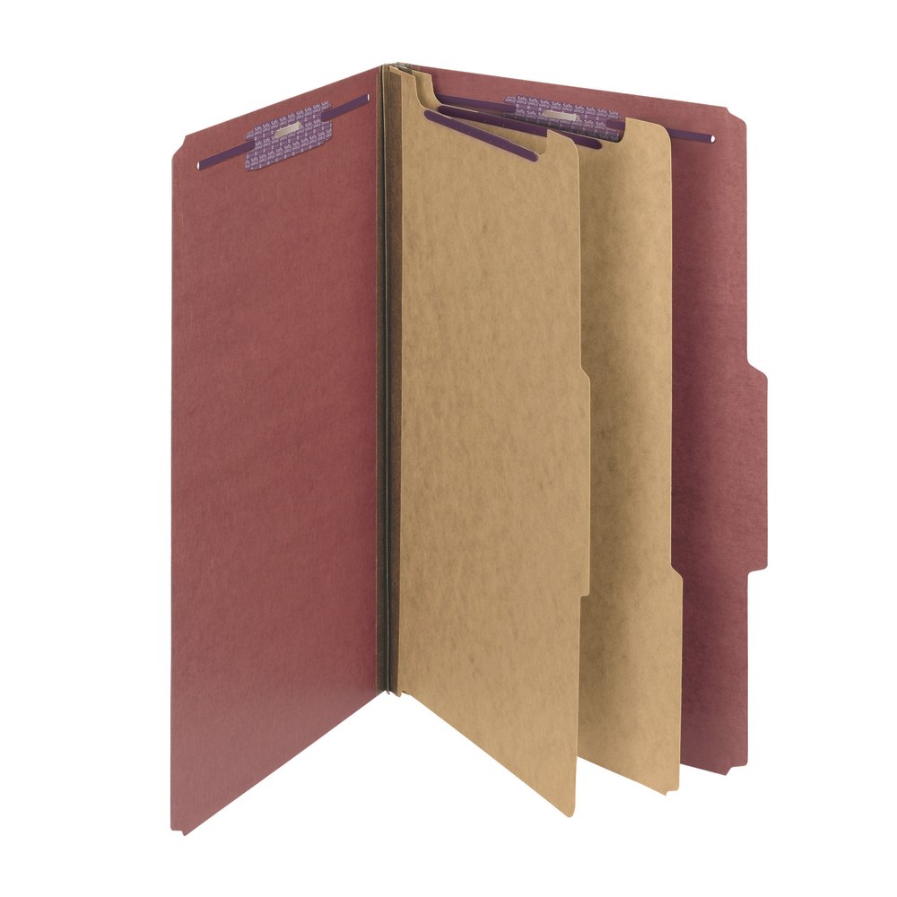 Smead Pressboard Classification Folder, 2 Dividers, Legal Size, 100% Recycled, Red/Brown (Min Order Qty 16) MPN:C502-5A-2DEA