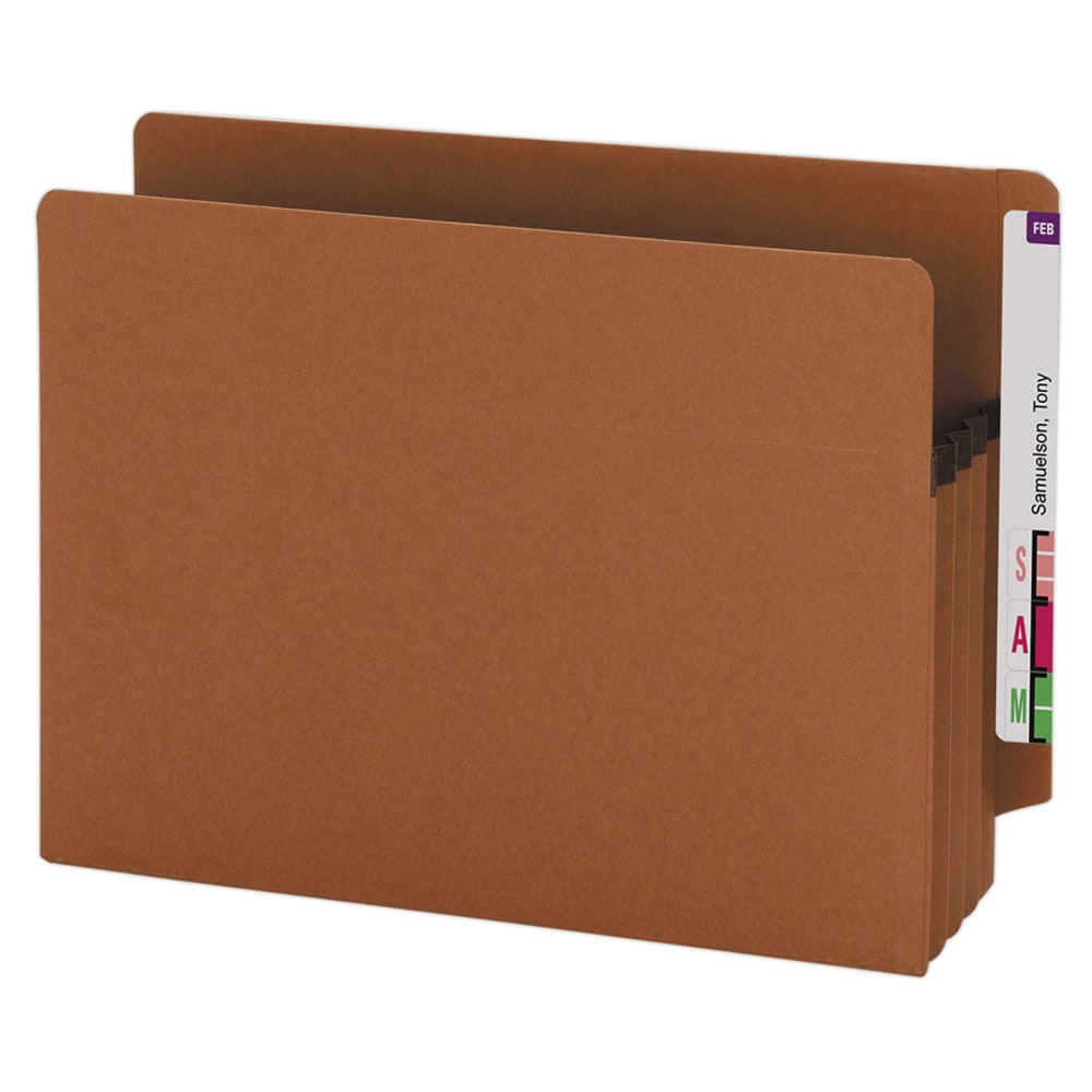 Smead End-Tab Extra-Wide File Pockets, 3-1/2in Expansion, Extra-Wide Letter Size, 100% Recycled, Redrope, Pack Of 25 MPN:73610