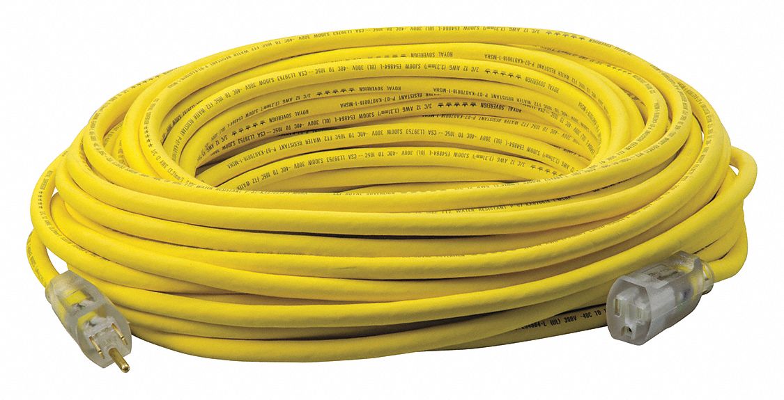 Extension Cord 100ft 12Ga 15A SJEOOW Yel MPN:3689SW0002