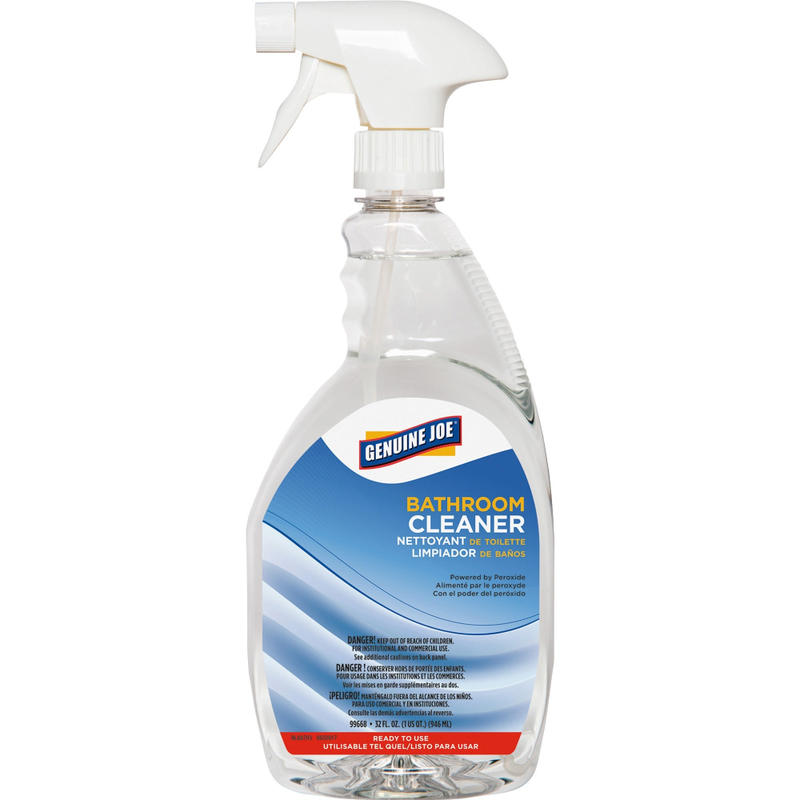 Genuine Joe Peroxide-Powered Bathroom Cleaner - Ready-To-Use - 32 fl oz (1 quart) - 1 Each - Clear (Min Order Qty 10) MPN:99668