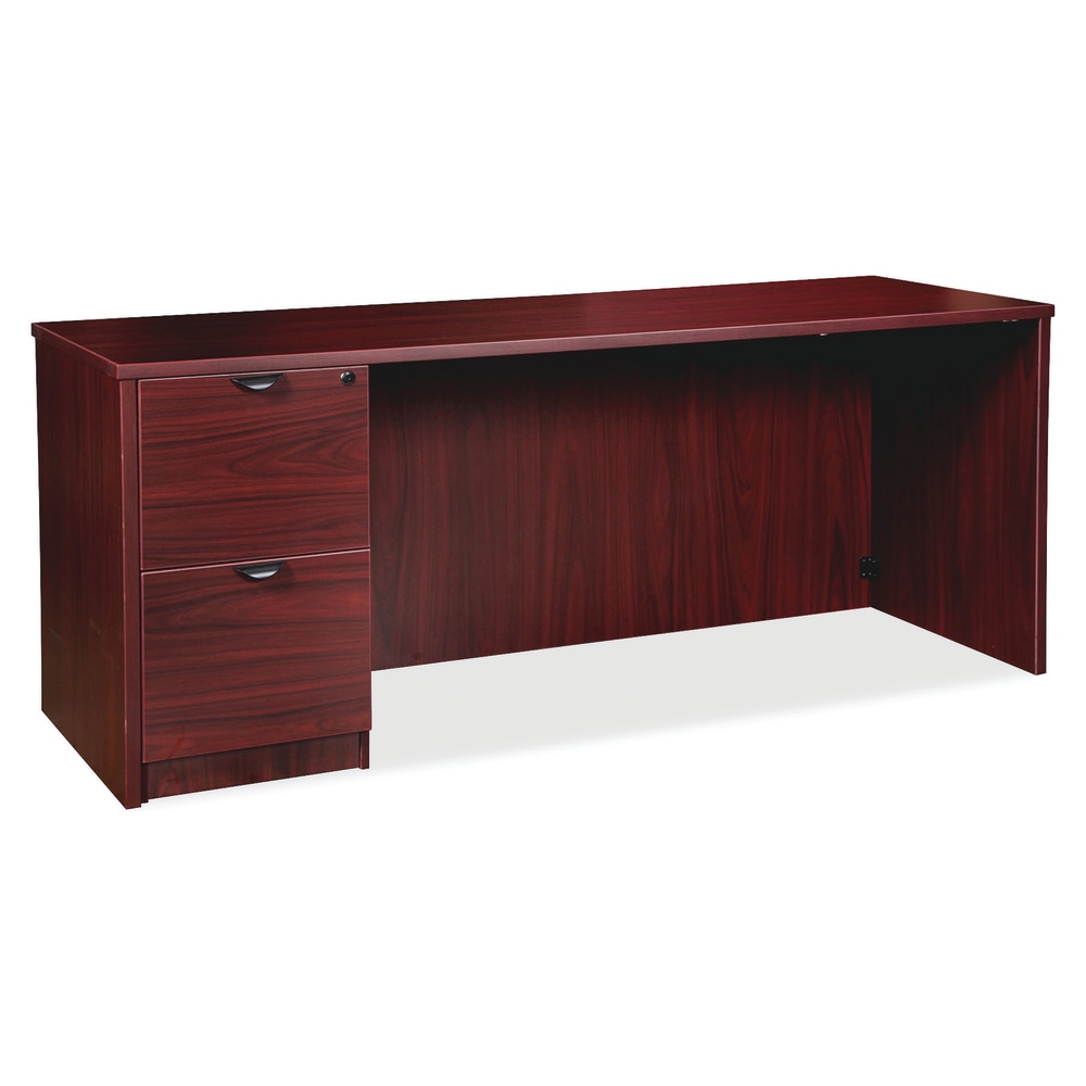 Lorell Prominence 2.0 72inW Left-Pedestal Credenza Computer Desk, Mahogany MPN:LLRPC2472LMY