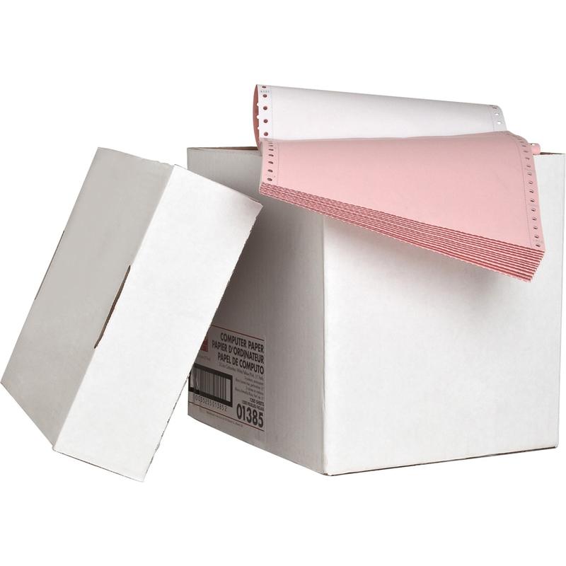 Sparco Dot Matrix Print Continuous Paper, 3-Part, Letter Size (8 1/2in x 11in), 15 Lb, Assorted, Carton Of 1,200 Forms MPN:01385
