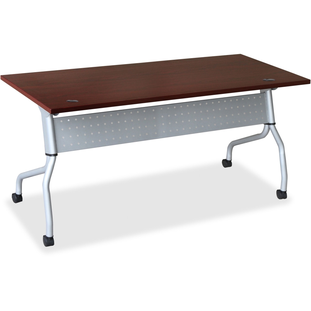 Lorell Flip Top Training Table, 72inW, Mahogany/Silver MPN:60718