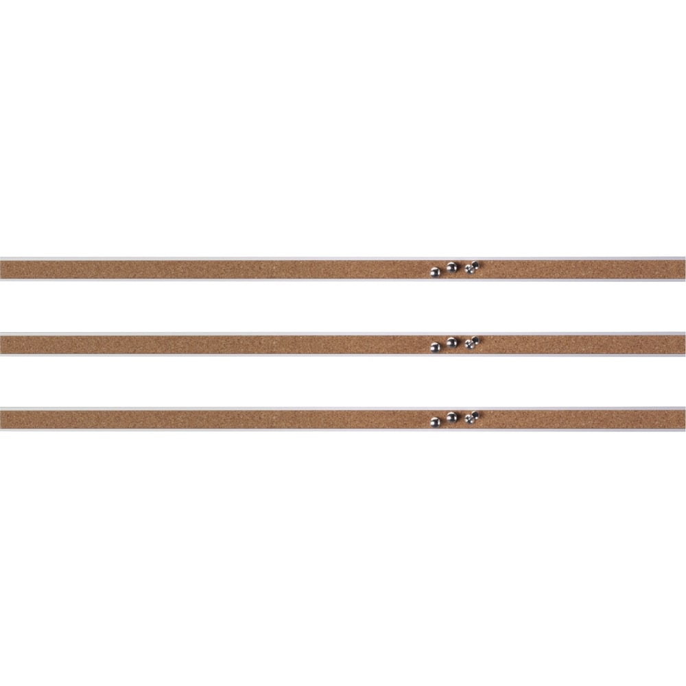 Lorell Cork Strip Bulletin Bars, 1in x 18in, Silver, Pack Of 3 (Min Order Qty 2) MPN:49532BD