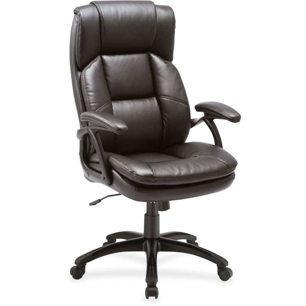 Lorell Ergonomic Bonded Leather High-Back Chair, Black MPN:59535