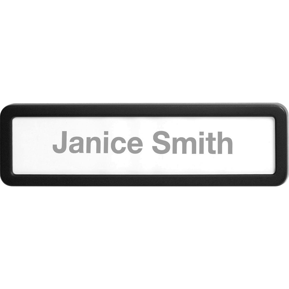 Lorell Recycled Cubicle Nameplate - 1 Each - 0.9in Width x 2.7in Height - Wall - Plastic - Black (Min Order Qty 8) MPN:80669