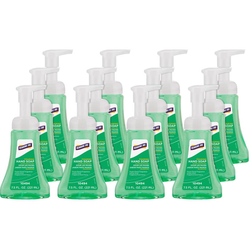 Genuine Joe Fresh Floral Foaming Hand Soap - Fresh Floral Scent - 7.5 fl oz (221.8 mL) - Hand - Green - Rich Lather, Pleasant Scent - 12 / Carton (Min Order Qty 2) MPN:10494CT