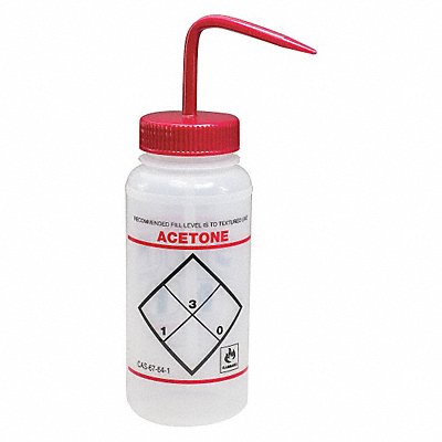 Wash Bottle Std 16 oz Acetone Red PK6 MPN:F11646-0622