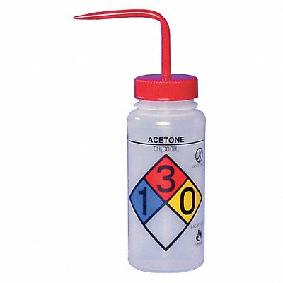 Wash Bottle Std 16 oz Acetone Red PK4 MPN:F11816-0001