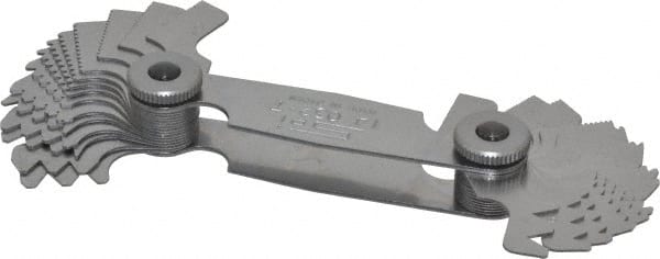 28 Leaf, 0.5 to 6mm Pitch Range, 4 to 56 TPI Range, Stainless Steel Screw Pitch Gage MPN:14-032-7