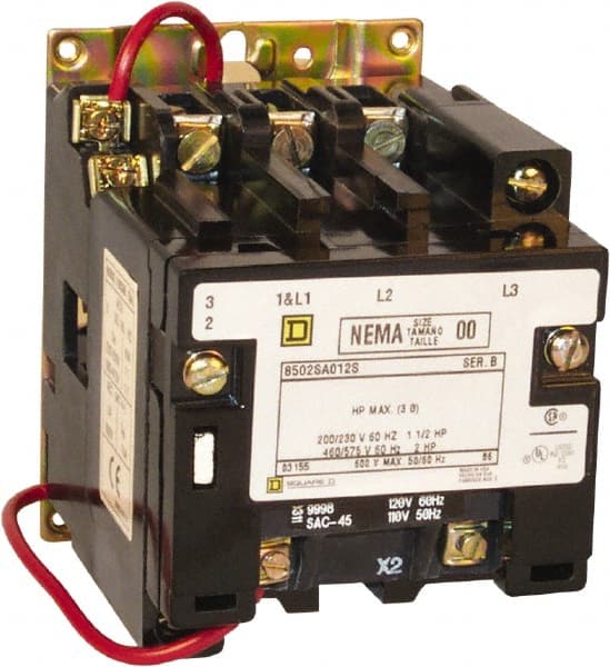 2 Pole, 110 Coil VAC at 50 Hz and 120 Coil VAC at 60 Hz, 18 Amp NEMA Contactor MPN:8502SBO1V02