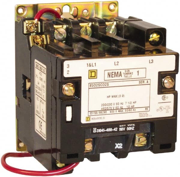 2 Pole, 110 Coil VAC at 50 Hz and 120 Coil VAC at 60 Hz, 27 Amp NEMA Contactor MPN:8502SCO1V02