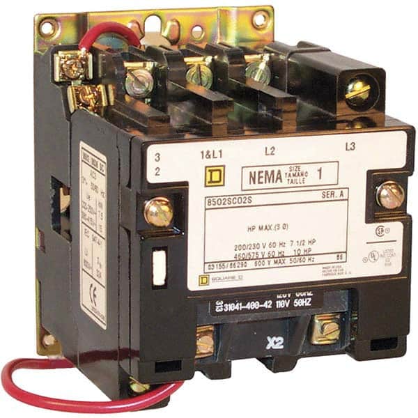 4 Pole, 110 Coil VAC at 50 Hz and 120 Coil VAC at 60 Hz, 27 Amp NEMA Contactor MPN:8502SCO3V02SX11