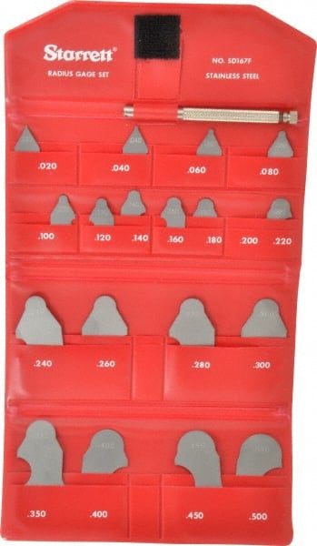 Radius Gage Set: Stainless Steel, 0.35 to 0.5