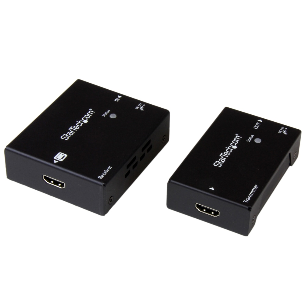 StarTech.com HDMI over CAT5 HDBaseT Extender - Power over Cable - Ultra HD 4K - Extend HDMI up to 330ft over CAT 5 / CAT 6 cable, while using only a single power adapter at either the local or remote end - HDMI Extender Over CAT6 - HDMI over CAT5e MPN:ST1
