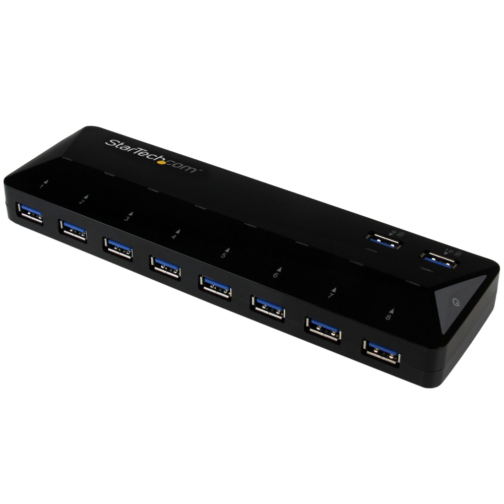 StarTech.com 10-Port USB 3.0 Hub with Charge and Sync Ports - 2 x 1.5A Ports - Desktop USB Hub and Fast-Charging Station MPN:ST103008U2C