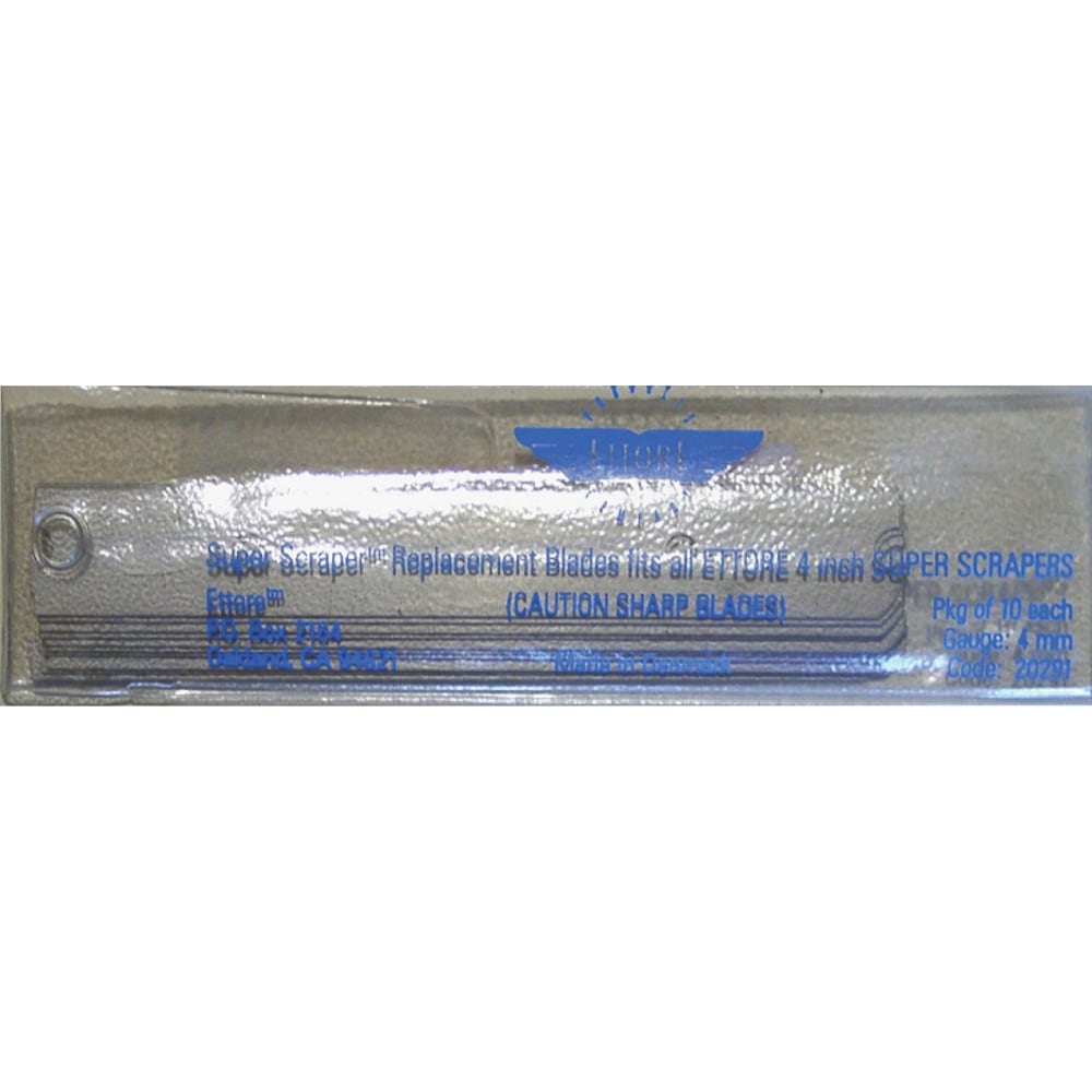 Ettore 4in Scraper Replacement Blades - 4in Length - Carbon Steel - 60 / Carton - Steel Gray (Min Order Qty 2) MPN:20291CT