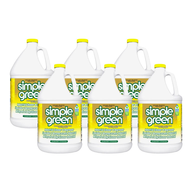 Simple Green Industrial Cleaner/Degreaser - Concentrate - 128 fl oz (4 quart) - Lemon Scent - 6 / Carton - Non-toxic, VOC-free, Butyl-free, Phosphate-free, Non-abrasive, Non-corrosive, Deodorize, Non-flammable - Lemon MPN:14010CT