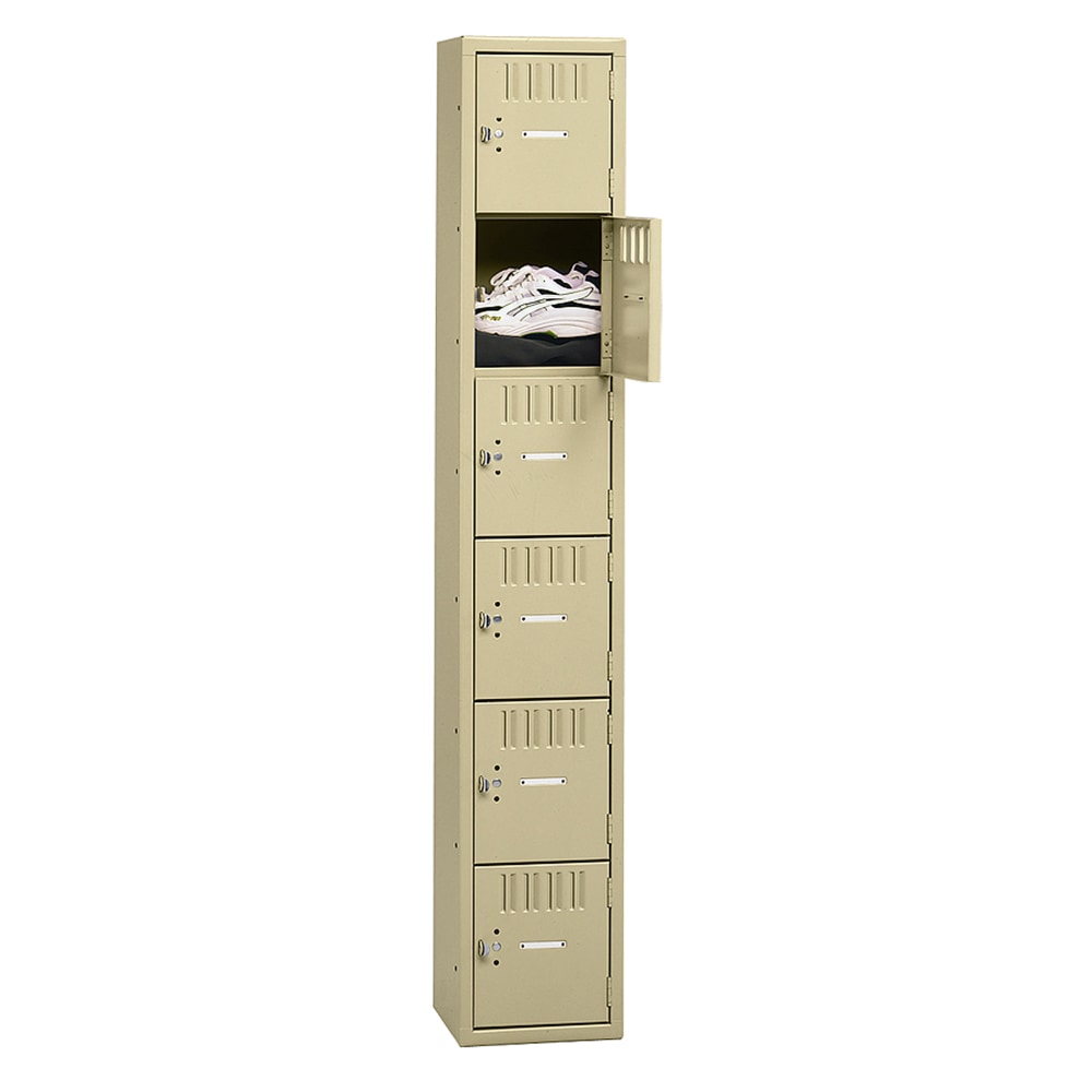 Tennsco Six-Tier Box Locker, 1-Wide, 72inH x 12inW x 18inD, Medium Gray MPN:BS6121812AMG