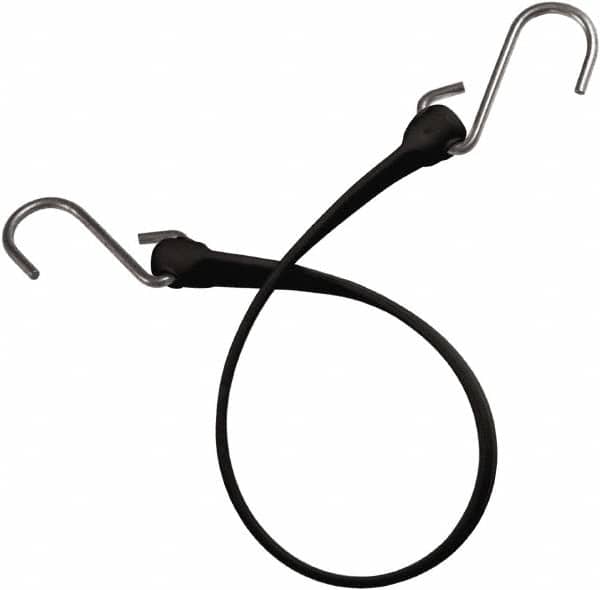 Heavy-Duty Bungee Strap Tie Down: Triangulated Stainless S Hook, Non-Load Rated MPN:MBBS18SBK