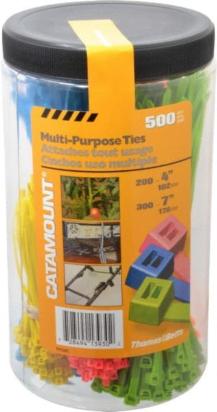 4 to 7 Inch Range, Blue, Green, Orange, Pink and Yellow Cable Ties MPN:9M500C
