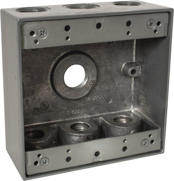 Electrical Outlet Box: Aluminum, Square, 4-9/16