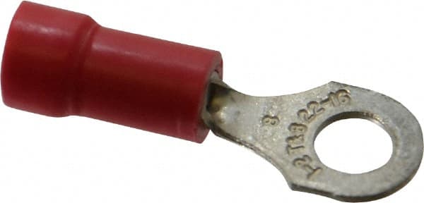D Shaped Ring Terminal: Partially Insulated, 22 to 16 AWG, Crimp Connection MPN:18RA-8