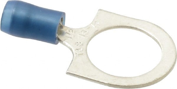 D Shaped Ring Terminal: Partially Insulated, 18 to 14 AWG, Crimp Connection MPN:RB14-12