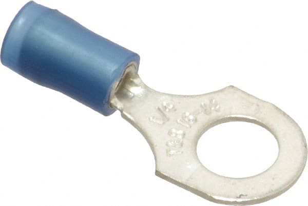 D Shaped Ring Terminal: Partially Insulated, 18 to 14 AWG, Crimp Connection MPN:RB14-14