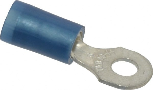 D Shaped Ring Terminal: Partially Insulated, 18 to 14 AWG, Crimp Connection MPN:RB14-6