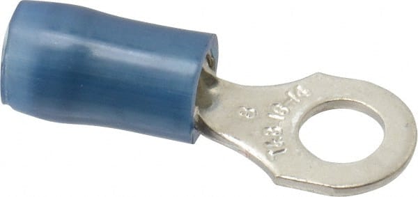 D Shaped Ring Terminal: Partially Insulated, 18 to 14 AWG, Crimp Connection MPN:RB14-8