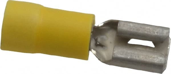 Wire Disconnect: Female, Yellow, Vinyl, 12-10 AWG, 1/4