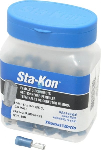 Wire Disconnect: Female, Blue, Nylon, 16-14 AWG, 0.187