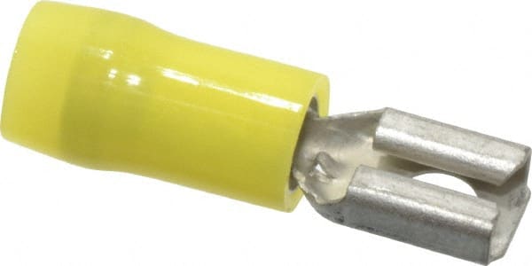 Wire Disconnect: Female, Yellow, Nylon, 12-10 AWG, 1/4