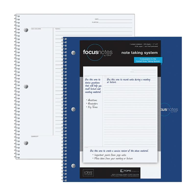 TOPS FocusNotes Notebook, 9in x 11in, 100 Sheets (Min Order Qty 2) MPN:90223