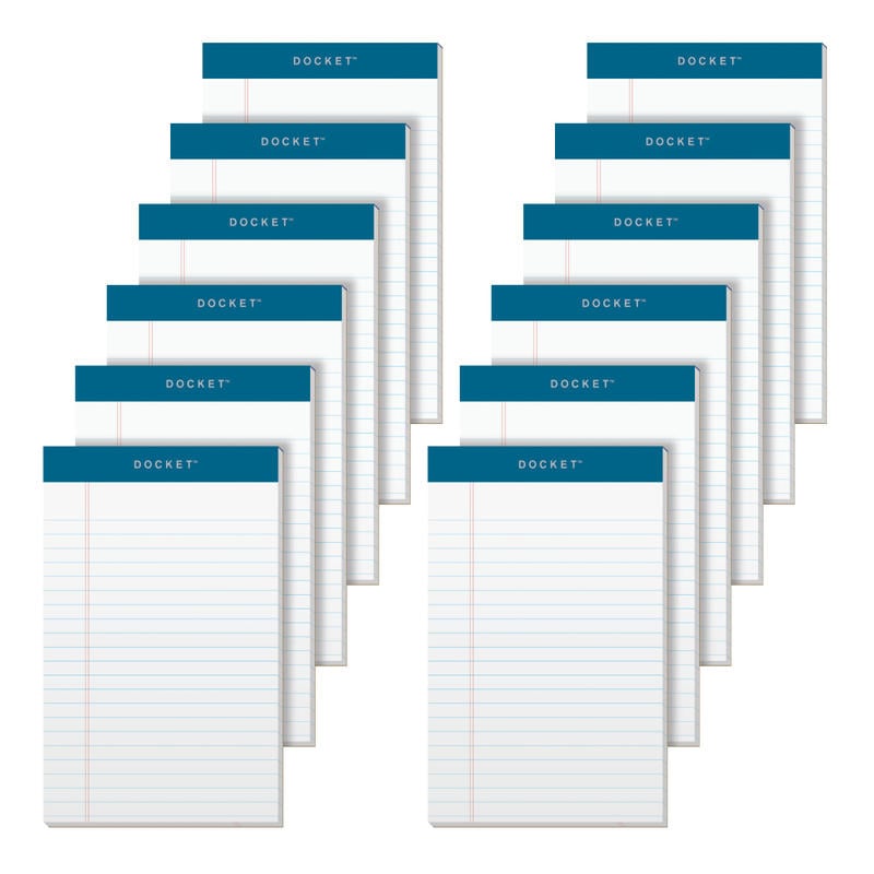 TOPS Double Docket Writing Pads, 5in x 8in, Narrow Ruled, 50 Sheets, White, Pack Of 12 Pads (Min Order Qty 2) MPN:63360