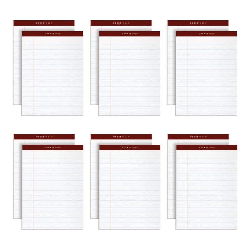 TOPS Docket Gold Premium Writing Pads, 8 1/2in x 11 3/4in, Legal Ruled, 50 Sheets, White, Pack Of 12 Pads (Min Order Qty 2) MPN:63960
