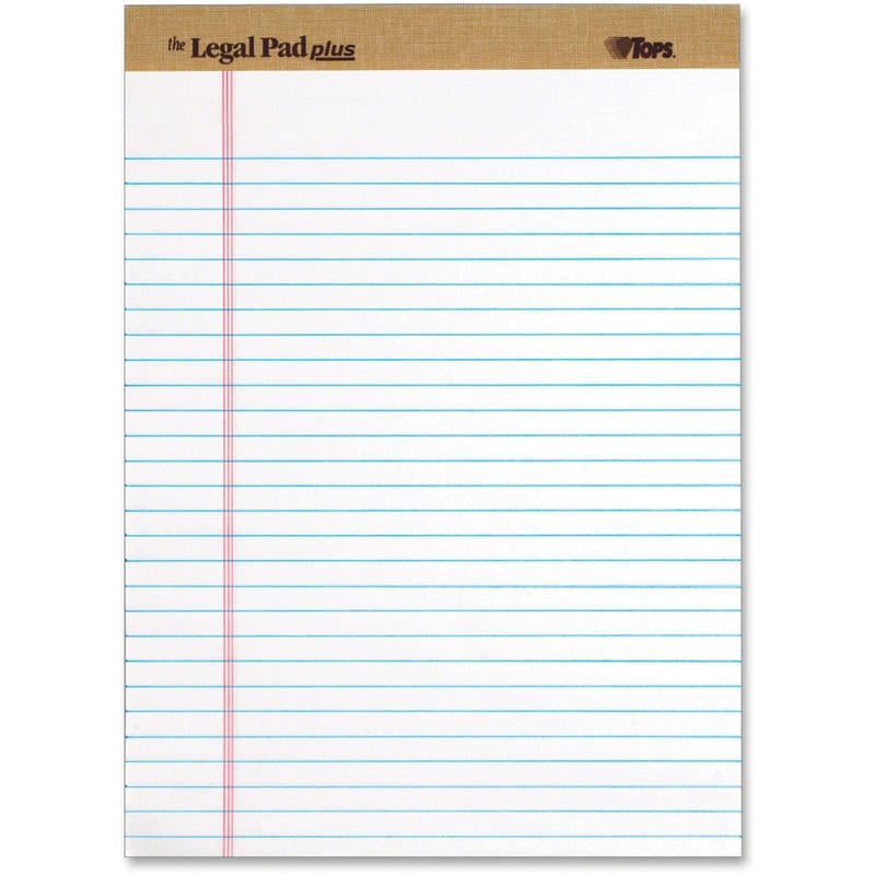 Tops The Legal Pad 71533 Notepad - 50 Sheets - Letter - 8 1/2in x 11in - White Paper - Perforated - 1 Dozen (Min Order Qty 2) MPN:71533