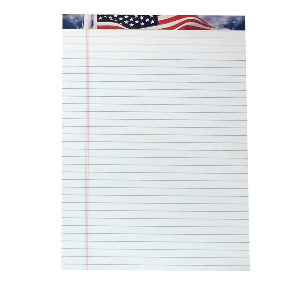 TOPS American Pride Writing Tablet, 8 1/2in x 11 3/4in, 16 Lb, Legal Rule, White, 50 Sheets Per Pad, Pack Of 12 Pads (Min Order Qty 2) MPN:75111