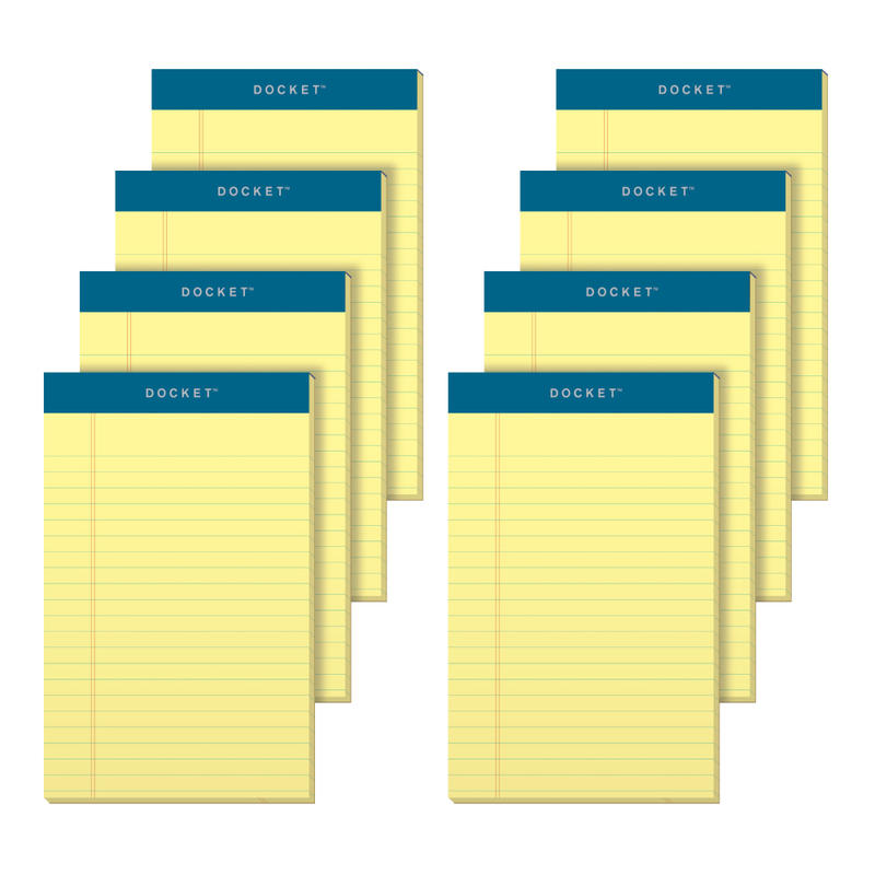 TOPS Docket Writing Tablet, 5in x 8in, Legal Ruled, 50 Sheets, Canary, Pack Of 8 Pads (Min Order Qty 10) MPN:99606