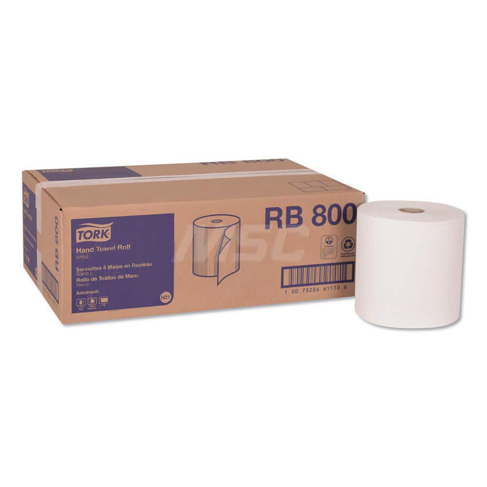Paper Towels: Hard Roll, Roll, 1 Ply, Recycled Fiber, White MPN:TRKRB800