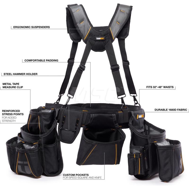 Tool Aprons & Tool Belts, Tool Type: Tool Belt , Minimum Waist Size: 32 , Maximum Waist Size: 48 , Material: Polyester , Number of Pockets: 15.000  MPN:TB-301-6