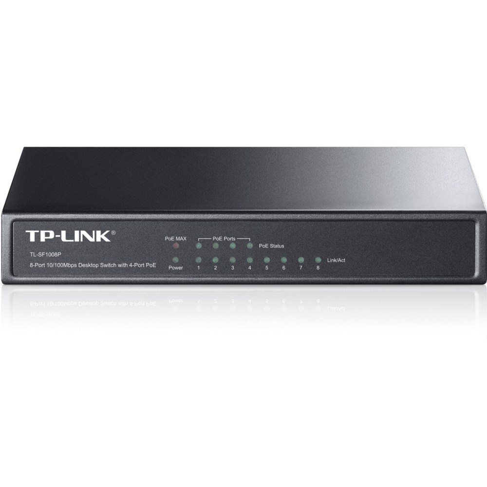 TP-LINK 8-Port 10/100Mbps Desktop Switch with 4-Port PoE MPN:TL-SF1008P