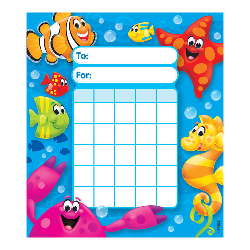 TREND Incentive Pad, Sea Buddies, 5 1/4in x 6in, Assorted Colors, Pad Of 36 Charts (Min Order Qty 31) MPN:T73065MP