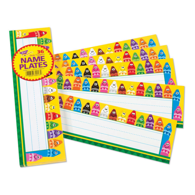 TREND Desk Toppers Name Plates, 2-7/8in x 9-1/2in, Colorful Crayons, Pack Of 36 (Min Order Qty 15) MPN:T-69013