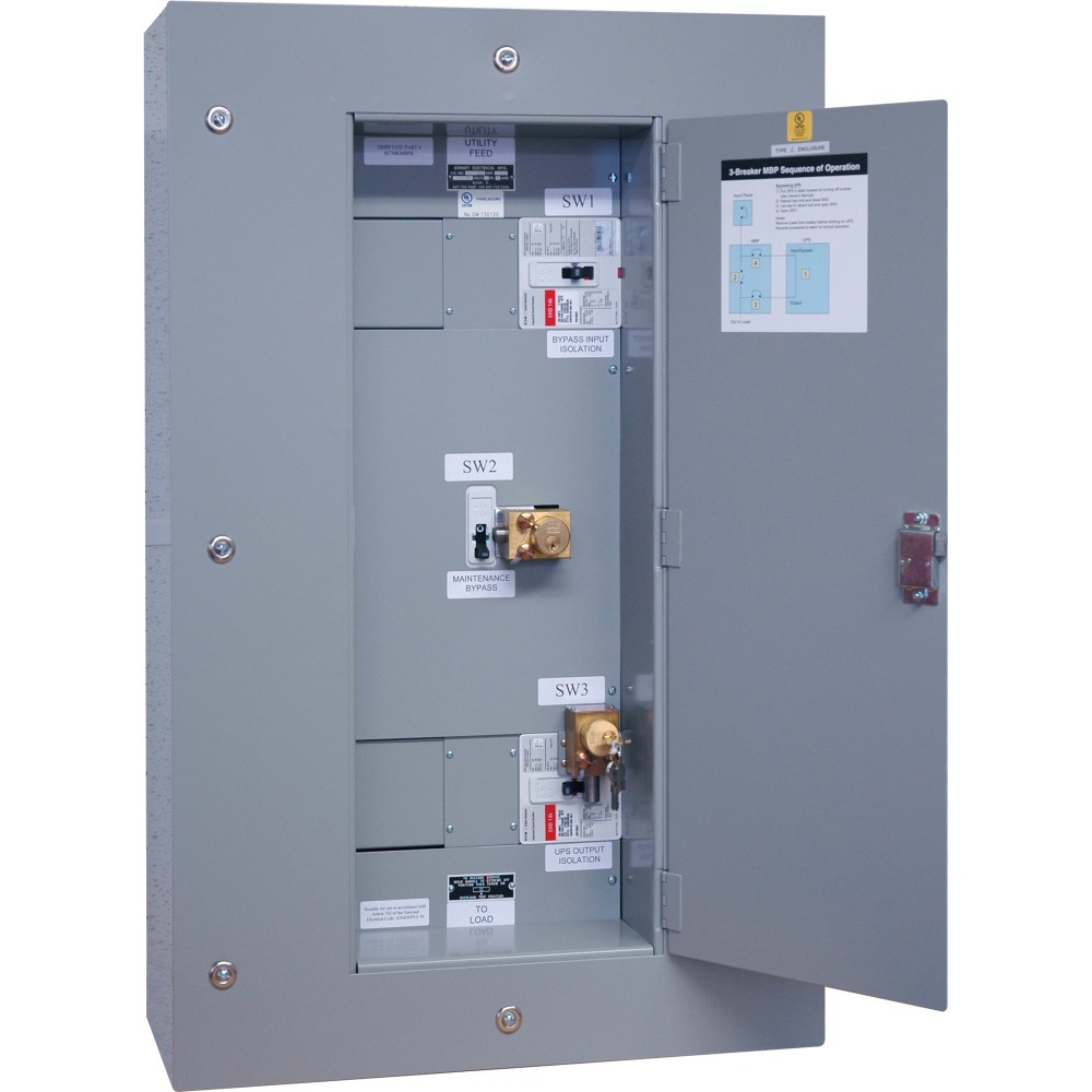Tripp Lite Wall Mount Kirk Key Bypass Panel 240V for 40kVA 3-Phase UPS - Bypass switch - 150 A - AC 240 V - gray powder coat - with Kirk Key Interlock MPN:SU40KMBPK