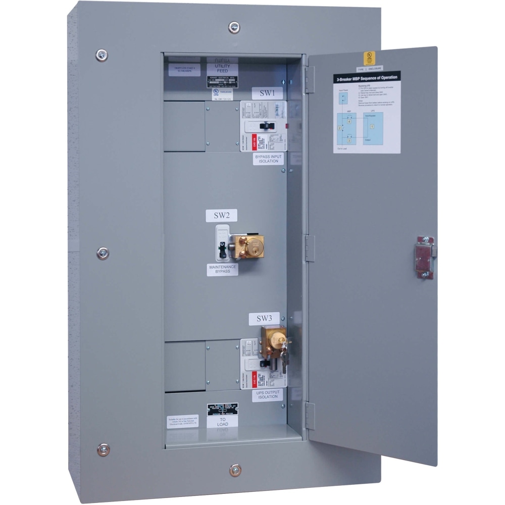 Tripp Lite Wall Mount Kirk Key Bypass Panel 240V for 60kVA 3-Phase UPS - Bypass switch - 225 A - AC 240 V - gray powder coat - with Kirk Key Interlock MPN:SU60KMBPK