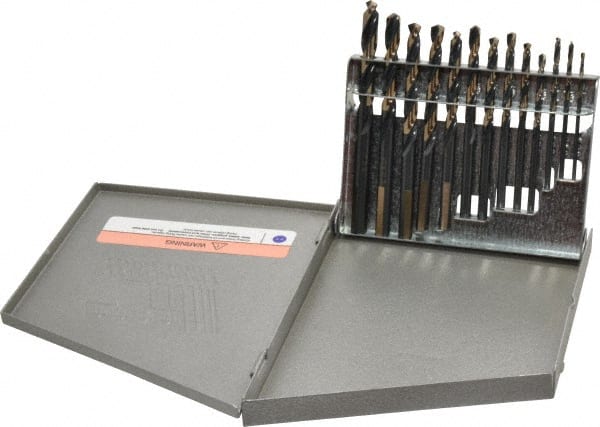 Drill Bit Set:  Maintenance Length Drill Bits,  13.0 Pc,  135 deg, High-Speed Steel MPN:090547