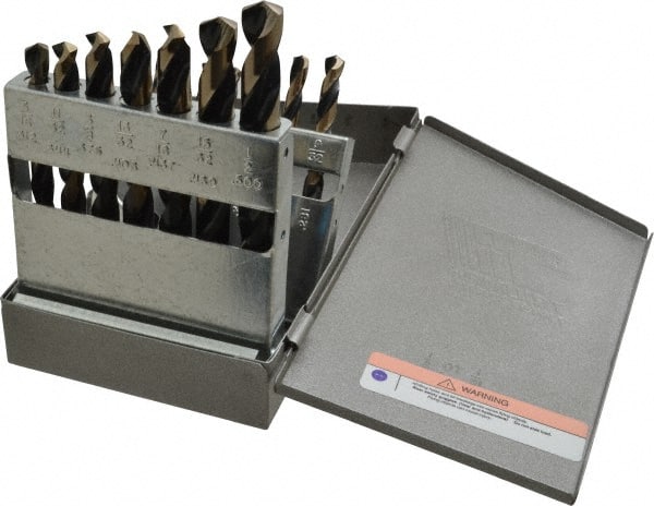 Drill Bit Set:  Maintenance Length Drill Bits,  15.0 Pc,  135 deg, High-Speed Steel MPN:090551