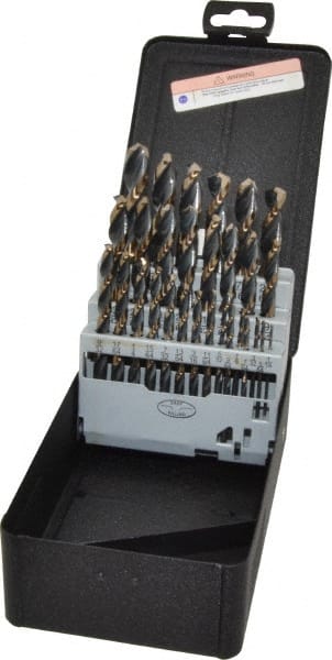 Drill Bit Set:  Reduced Shank Drill Bits,  29.0 Pc,  135 deg, High-Speed Steel MPN:099101